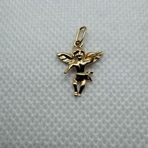 BEAUTIFUL 14K YELLOW GOLD DAINTY ANGEL BABY CHERUB RELIGIOUS PENDANT 585